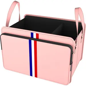 Homeve Trunk Organizer for Car, Waterproof Collapsible 3 Compartments Car Organizer, Foldable Storage for Car Accessories, Tools, Sundries for Women Men, Tote Bag (Pink, Standard)