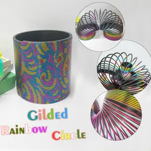 13cm Large Rainbow Striped Spring Toy, Climbing Elastic Circle for Kids, Party Gift, Unisex Magic Ring, Activities