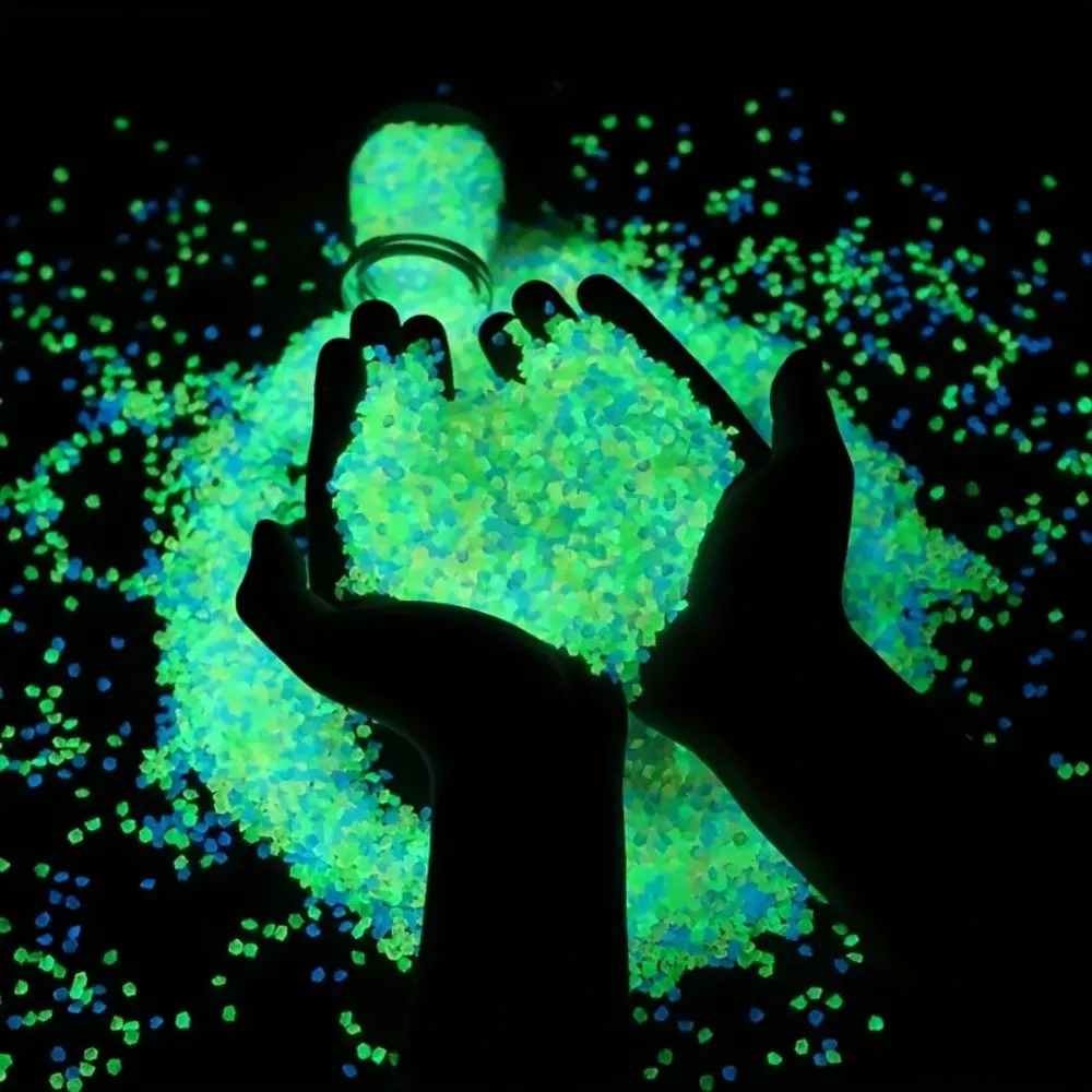 999 Pieces Glow-In-The-Dark Sand 3-5mm, Fluorescent Aquarium Gravel, Micro Landscape Decoration, Fish Tank Decorative Sand, DIY Starry Bottle Filler, Fish Tank Decorations