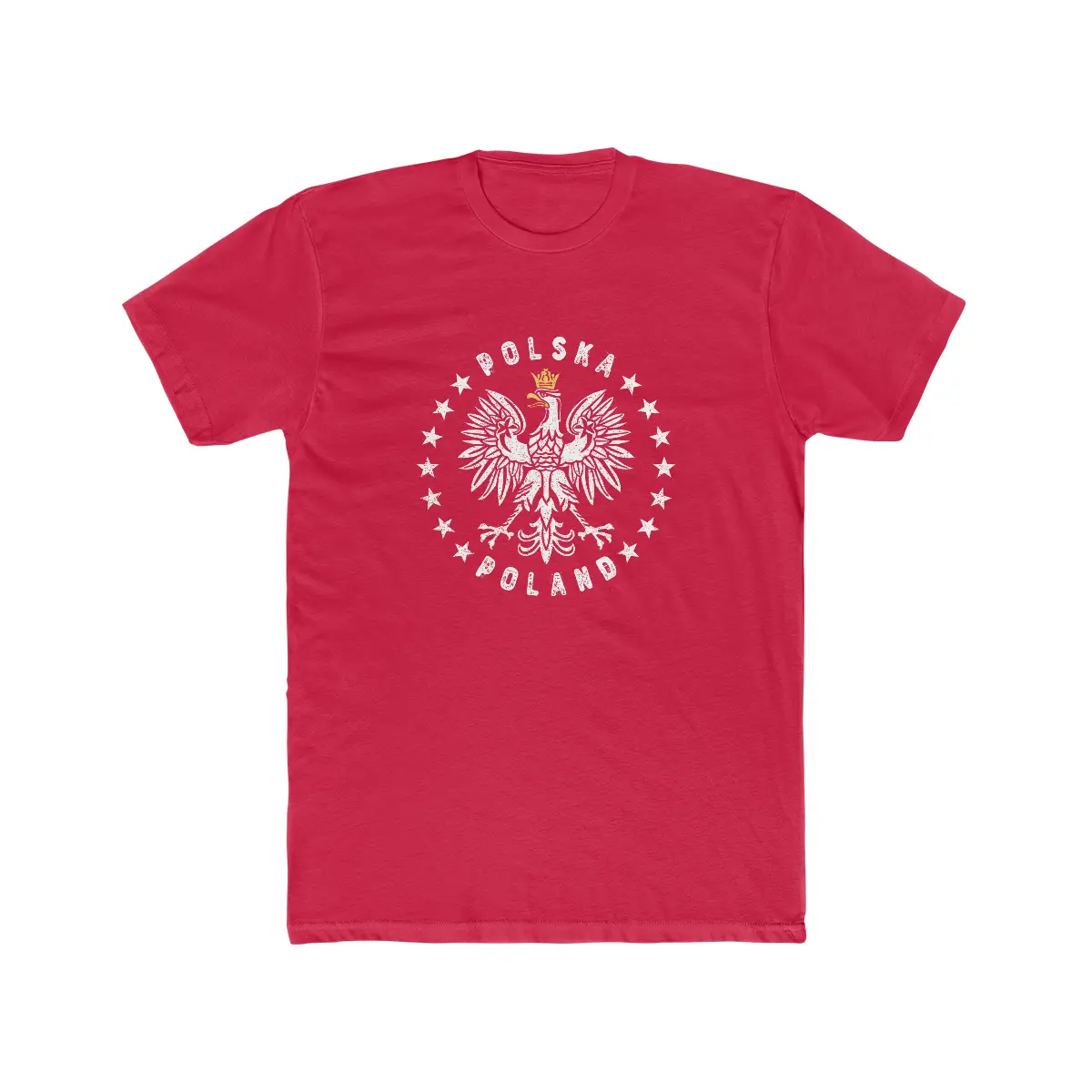 Polska Poland Polish Pride Coat of Arms Premium Cotton Crew Tee Casual Classic Fabric Menswear