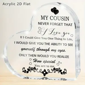 2D Flat Acrylic 3.94inch Cousin Gifts for Women Men - Cousin Heart Acrylic Keepsake - Birthday Christmas Gifts for Cousins - Cousin Sign Plaque Desk Decorative Sign - Acrylic Desktop Decoration - Acrylic Signage Plaque