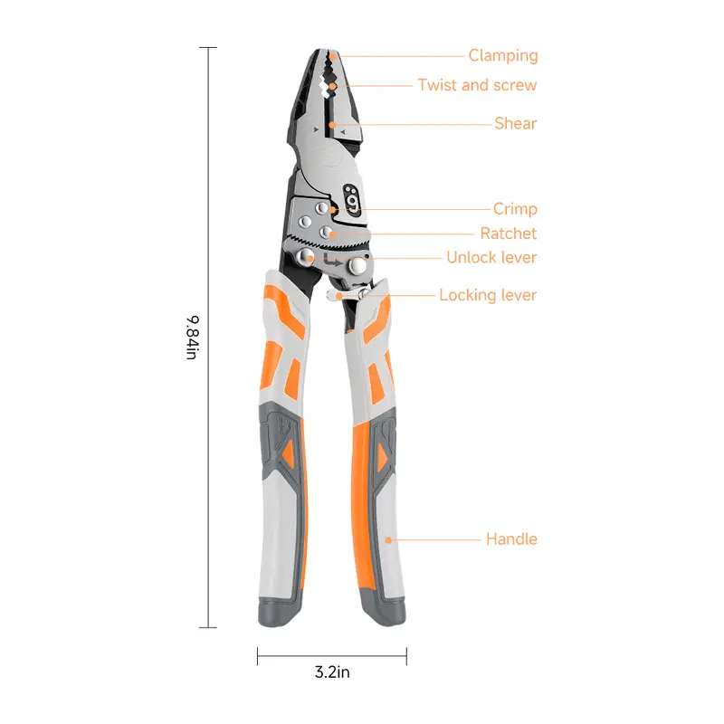 LOZLIN 55-Steel Self-Locking Anti-Skid Ratchet Pliers, Heavy-Duty Wire Cutters & Holding Tool, Hands-Free Grip DIY Hardware for Automotive, Plumbing Projects, Durable Pliers & Pincers