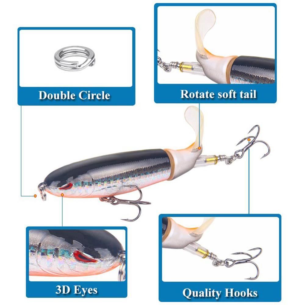 EXCROCK Fishing Lure Kit - Multi Species Fish Attractant Set, Equipped with Pre-Fitted Sturdy Hooks, Classic Styles Realistic Whopper Plopper, Swimbaits, Crankbaits, 5-Pack or 10-Pack Outdoor Fishing Accessories, Fish Attractants
