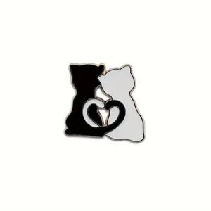 Cute loving kitties enamel pin