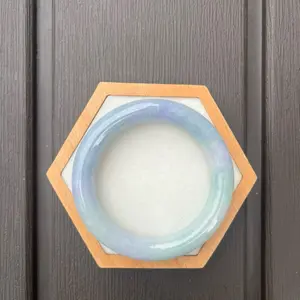 25070-RP Certified Untreated Grade A Jade Bracelet - Princess Round 54.2mm (Lavender and Green)