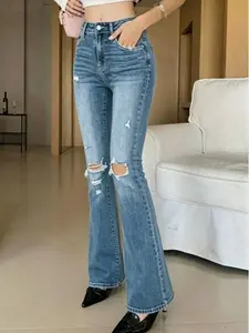 Flamingals Bootcut Jeans For Women Mid Waist Vintage Stretchy Washed Boot Cut Denim Jeans