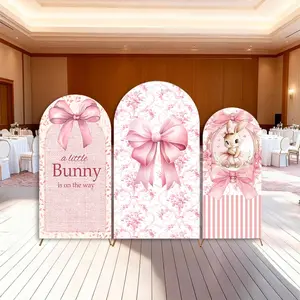 15-day Delivery Little Bunny is on the way Baby Shower Backdrop Arch Cover Pink Rabbit Baby Girl Party Easter