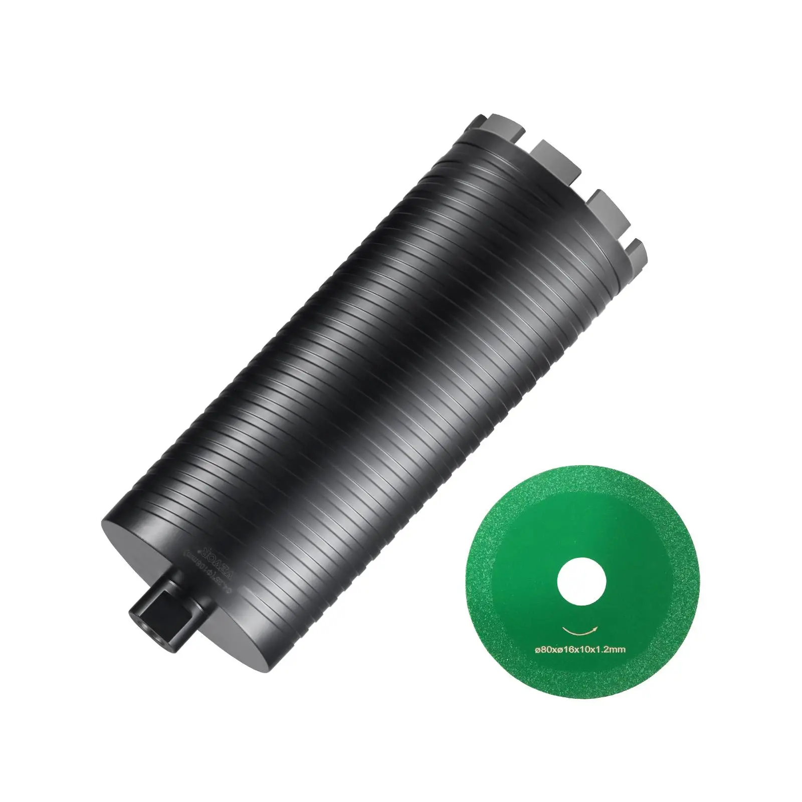 【toolupgrade】VEVOR 4.25" Wet/Dry Diamond Core Drill Bit Set with Pilot Bit Adapter, Saw Blade, 5/8"-11 Inner Thread, 9.5" Drilling Depth, Weld-Secure Head for Brick Cutting, Concrete Drilling, 3.15 In / 80 Mm Compatibility