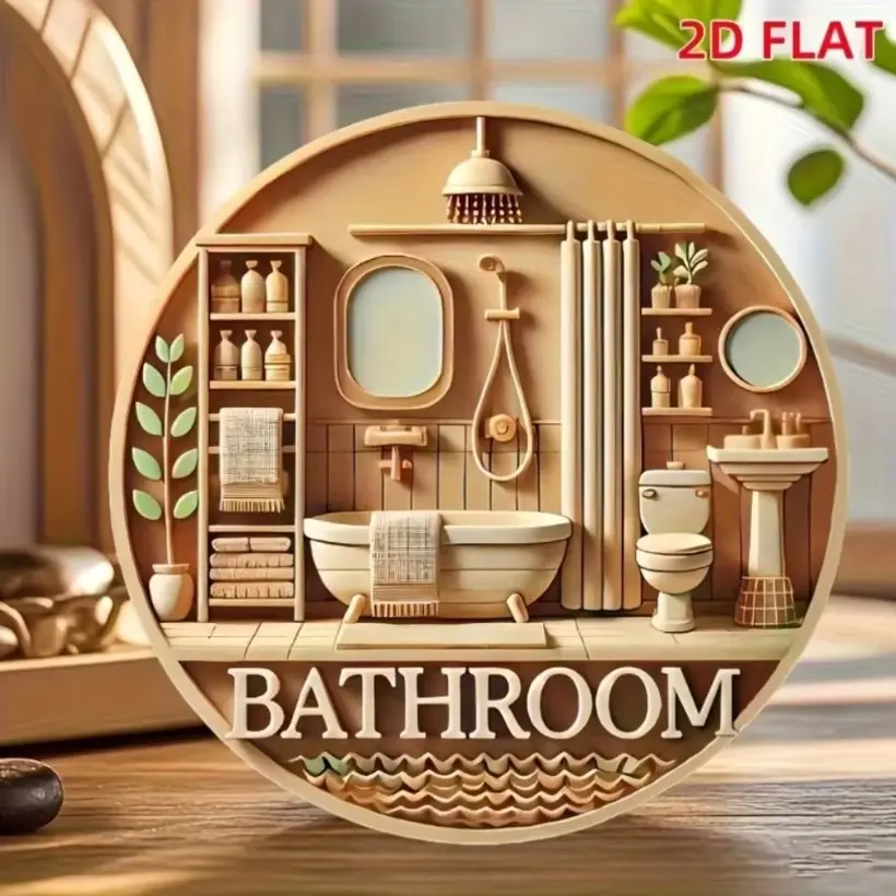 1 Piece 2D Flat Room Sign with Decorative Wreath Design – Suitable for Home and Corridor Decoration – Perfect Gift for Friends