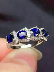 1 PC Gorgeous Blue Cubic Zirconia Ring Elegant Engagement Ring For Women For Wedding Engagement Party Jewelry Valentine's Day Gift