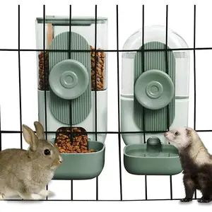 Hanging Automatic Food and Water Dispenser, Gravity Rabbit Feeder Set, Cage Cat and Bunny Food Bowl (Cage Grid Spacing Over 1.2'')