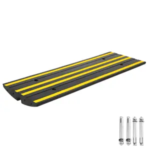 Rubber Driveway Ramps Set of 2, 48" Heavy Duty Accessibility Ramps with Drainage Grooves & Reflective Strips for Cars, Wheelchairs, Forklifts All Weather Use