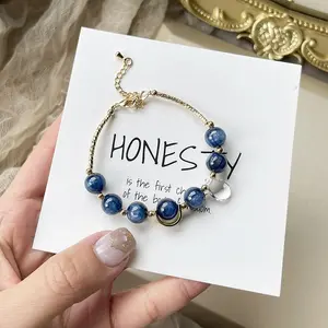 Blue crystal bracelet for women, adjustable beads, natural blue crystal bracelet, gift for girlfriends, wholesale