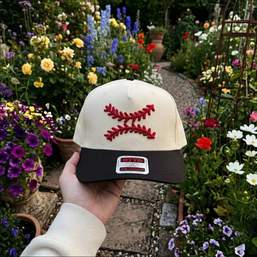 3D Baseball Stitch Embroidered Puff Hat Game Day Two Tone Caps, Gif For Sport Lovers & Ballers, Custom Thread Color