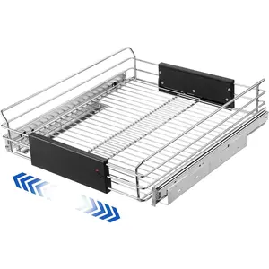 Expandable Pull Out Cabinet Organizer, Slide Out Drawers for Kitchen Cabinets, Heavy Duty Storage Drawers, Chrome Plated Cabinet Wire Shelf, Adjustable Width 12.5~20.2" W x 17.3" D