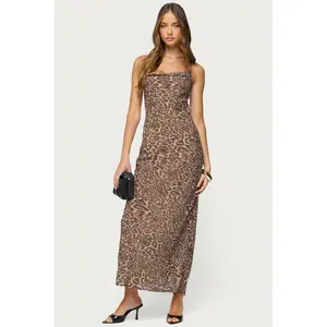 Ayanah Leopard Printed Backless Maxi Dress