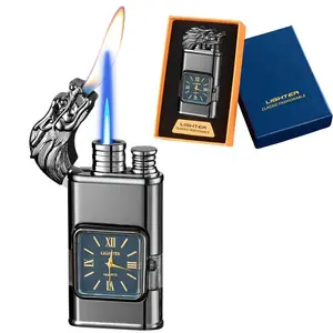 Cool No Gas Lighters,Magic Dual Flame Windproof Lighters,Jet Flame Adjustable Flame Refillable Butane for Kitchen(Without Butane Gas)