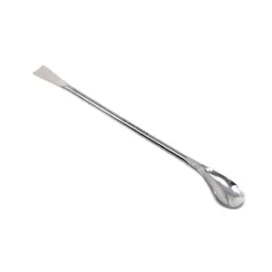 Stainless Steel Double Ended Square & Lab Spoon Sampler Spatula 7″ Length (Right Angled)