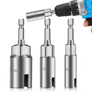 3Pcs Power Wing Nut Driver Set,1/4" Hex Shank Slot Wing Nuts Bolt Driver Hook Drill Bit Socket Wrenches Tools for Panel Nuts,Screws,Eye C Hook,Bolt Q-Hanger,10/12/16mm