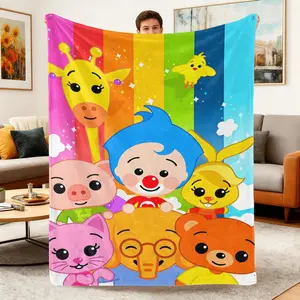 Soft Comfortable Funny Throw Blanket Cartoon Anime Printed Plims Plims Flannel Blankets Warm Cozy for Home Travel Picnic Birthday Gift