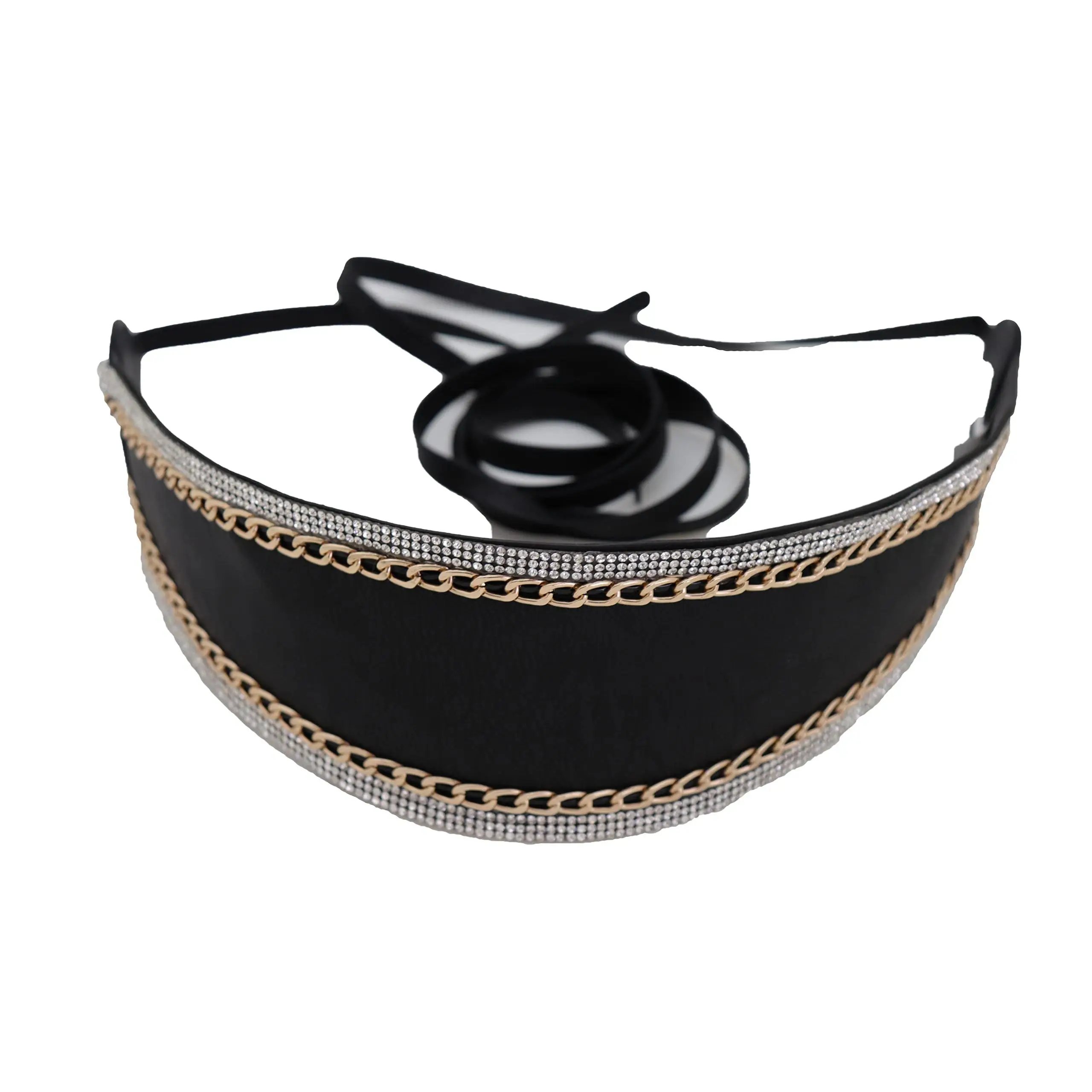 Women Black Wrap Around Fashion Tie Wide Belt High Waist Kimono Faux Leather XS S M, White + Silver, Small - Large