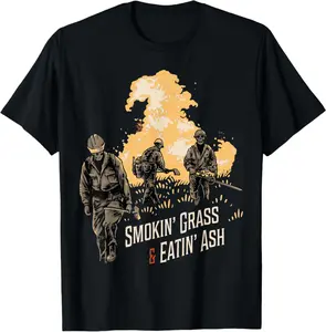 Smokin' Grass & Eatin' Ash Wildland Firefighter Tee T-Shirt