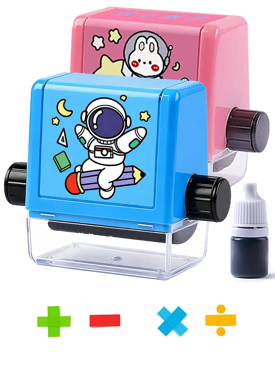 Math Roller Stamp Practice Tool - Child-Safe ABS Plastic 4-in-1 Compact Roller Design, 4 Practice Modes, 400+ Combos, Addition & Random Equations, Educational Math Toy Gift for 3-10 Years Kids, Ideal for Elementary School Teachers