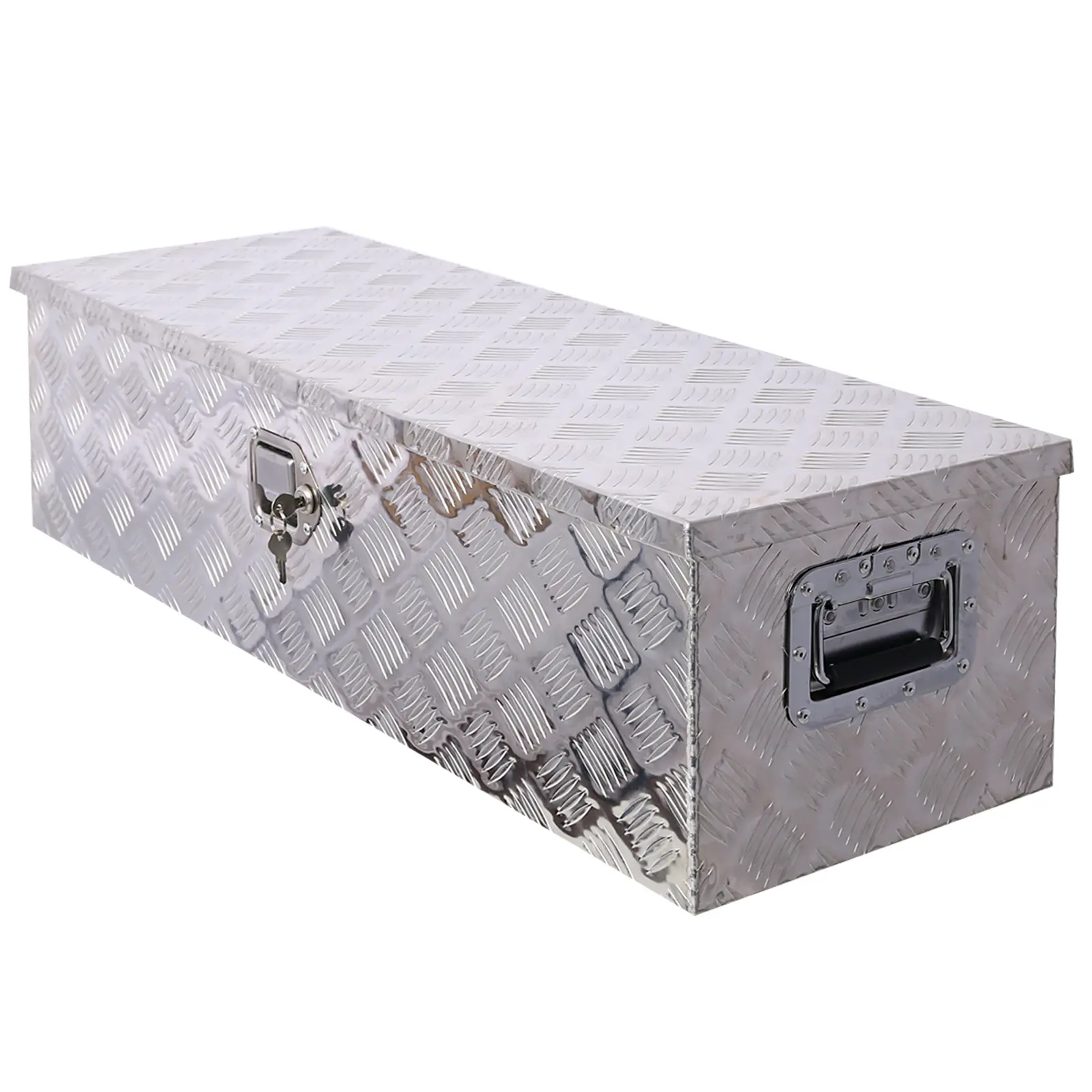 39-Inch Heavy-Duty Aluminium Outdoor Storage Box - Durable Rectangle, Lightweight, Corrosion Res., Key Lock, Seal Ring, Organizer, Tread Pattern for Truck Bed, RV (39"(l) x 13"(w) x 10"(h)) with Lock & Keys, Diy Projects