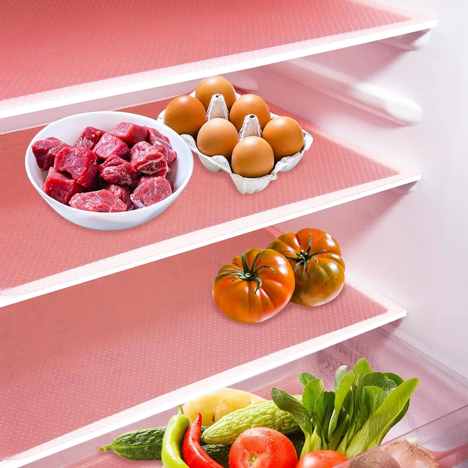 8Pcs Reusable Refrigerator Liners, Washable Fridge Liner Shelf Mats Refrigerator Pads for Cupboard Cabinet Drawer (Pink) Thanksgiving tableware Christmas Gift Waterproof Coasters