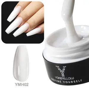 YOKEFELLOW Builder Nail Gel YMH02 15g 0.5oz Milky White HEMA-free TPO-free Self Leveling Hard Gel Nail Extension Gel UV LED Lamp Cured for Healthy Nails Friendly for Beginners