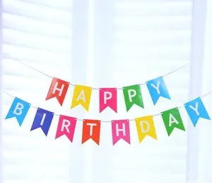Rainbow Happy Birthday Bunting Banner: Party Garland