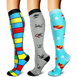 New Compression Socks 20-30 Mmhg Knee High Women Men Socks Best For Nurse, Medical,Edema,Diabetes,Varicose Veins, Running,Flight dots  socks  sport Women's Compression Running Socks Floral Copper Compression Socks