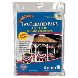 212 MAIN Annin Flagmakers 483160 Mini Patriotic Pleated Fabric U.S. Fan Decor - Twin Pack, Machine-Washable Mini Fan for Indoors/Outdoors