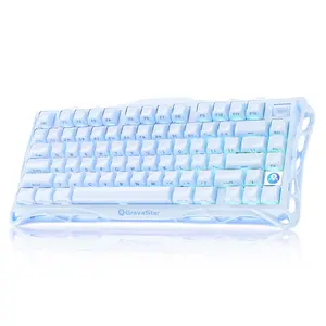 GravaStar Mercury K1 75% Blue Gaming Keyboard, Aluminum Alloy Mechanical Keyboard, Gasket Hot-Swap Socket, Linear Switches, RGB Backlit, Wireless Keyboard for Gaming, Office, and Gifts