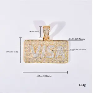 Hip-hop New VISA Gold Pendant, Simple Personalized Military Brand, Double-layer Full Diamond Zircon Pendant, Necklace, Trendy Jewelry. Handmade Zodiac Crystal Blue Beads Rosary Necklace Gothic Skull with Green Crystals Deep Crystal Beads Rosary Necklace