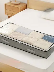 New Bed Bottom Storage Bag, Foldable Dustproof Moisture-Resistant Visible Organizer, Home Cotton Blanket Clothing Packing Bag