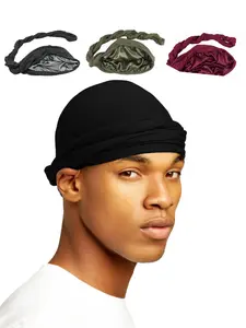 Men's Solid Color Twist Turban Hat Beanie Fitted, Casual Trendy Headscarf Hat, Fashionable Hair Accessories for Daily Wear for Men