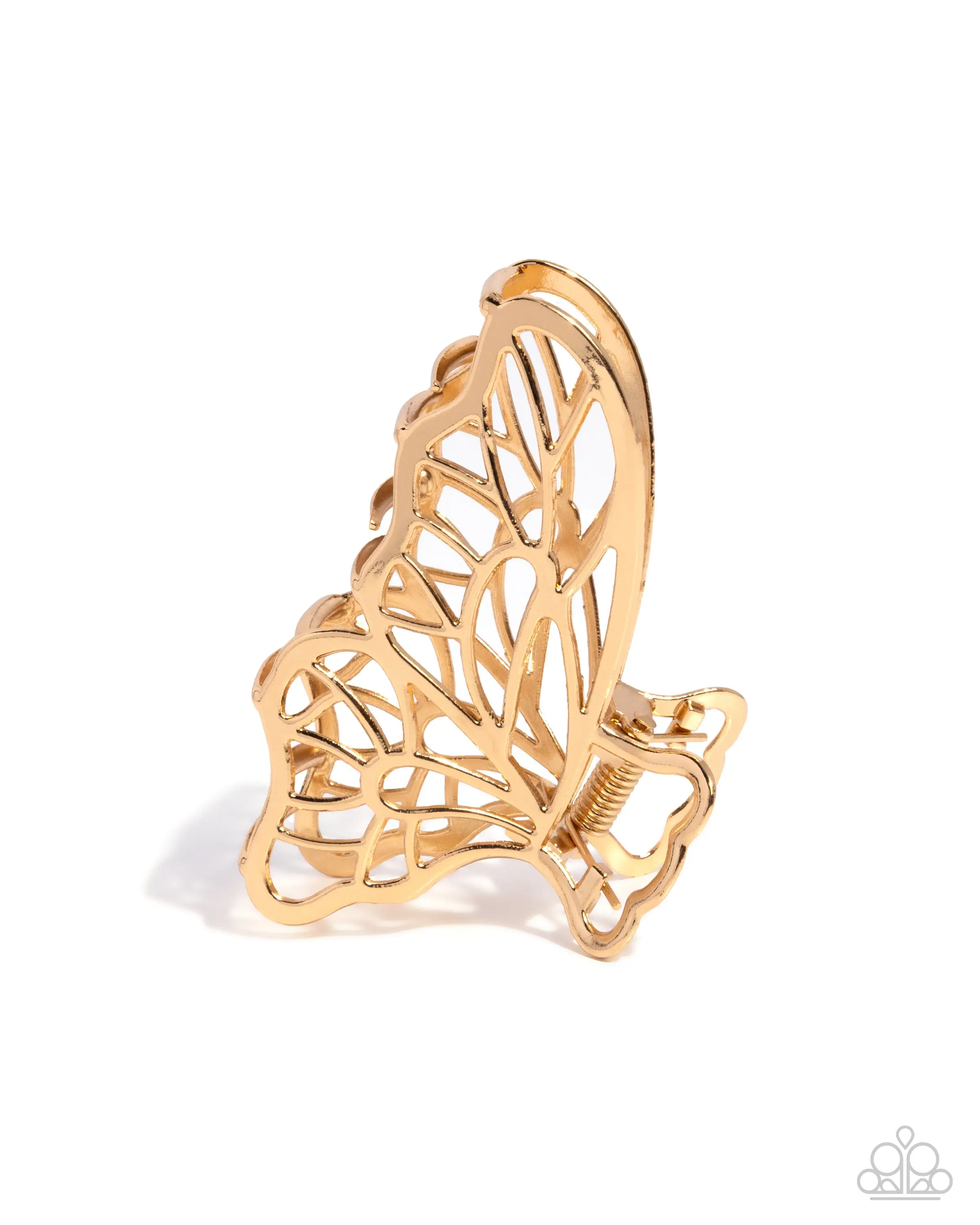 Gliding Grace - Gold Butterfly Claw Hair Clip - Paparazzi
