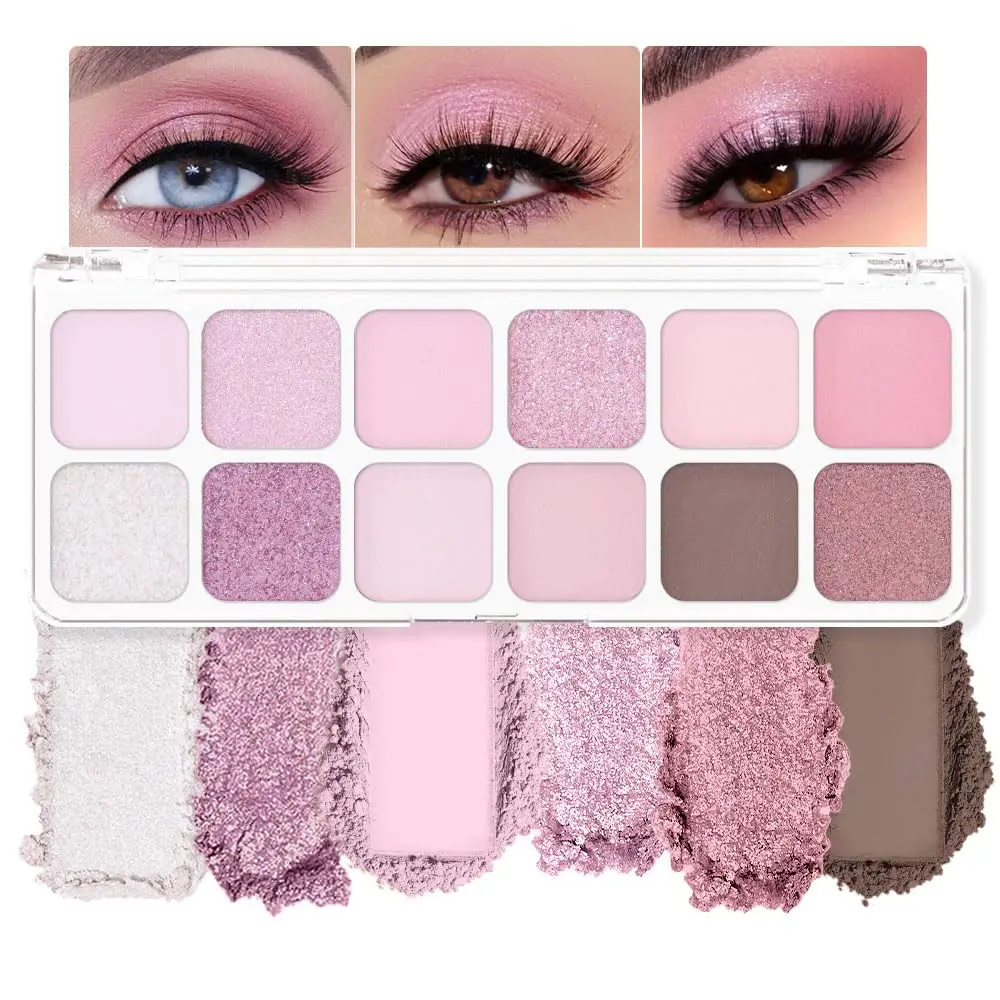12Colors White Purple Eye Shadow  Makeup,Highly Pigmented Matte Shimmer Eyeshadow  White Purple Eye Shadows Long Lasting Waterproof Blendable Naturing-Looking,Great for Travel Gift Kit palette my glitter colorful highlighter powder portable