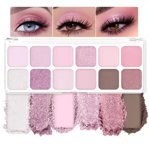 12Colors White Purple Eye Shadow  Makeup,Highly Pigmented Matte Shimmer Eyeshadow  White Purple Eye Shadows Long Lasting Waterproof Blendable Naturing-Looking,Great for Travel Gift Kit palette my glitter colorful highlighter powder portable