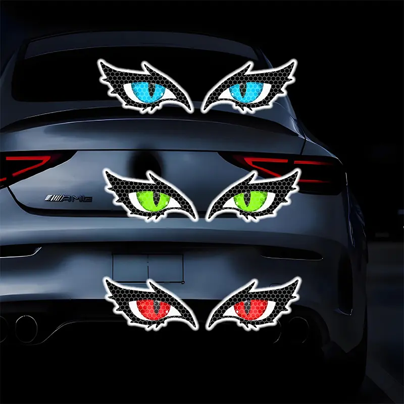 Cross-border Devil Eye Diamond-Grade Rear Windshield Reflective Car Sticker, Night Visible Safety Warning Decal for Driving