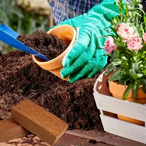 2 Piece Coconut Fiber Bricks Low Conductivity Ph Balanced Square Design for Gardening and Planting in Coconut Fiber Soil