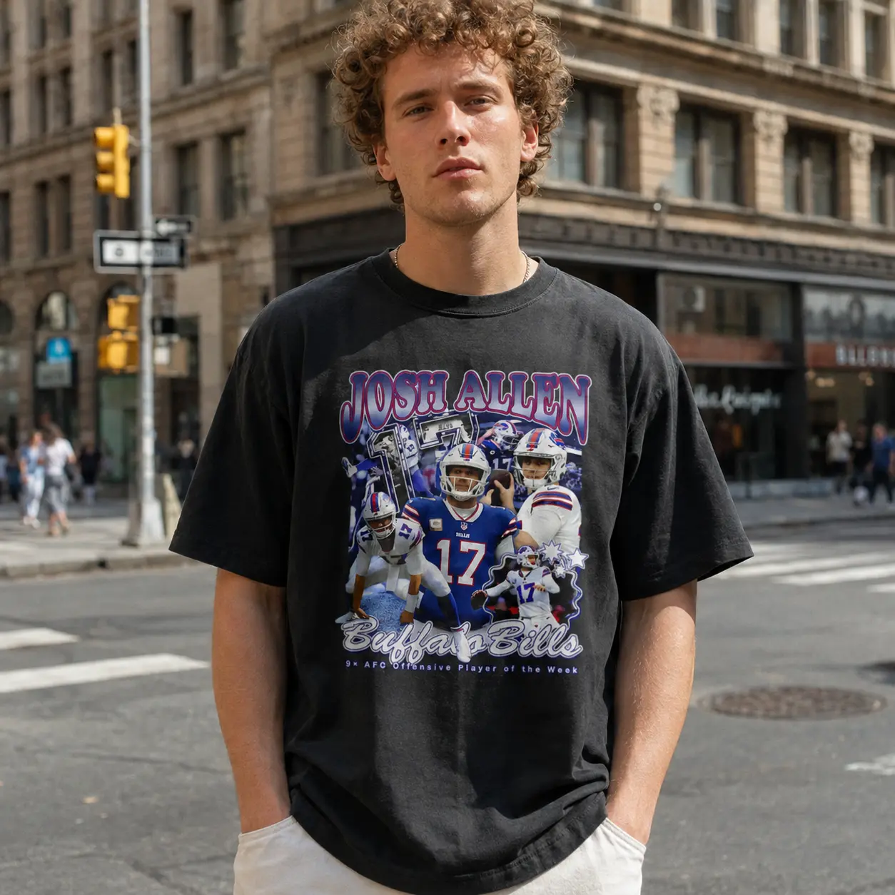 Josh Allen Buffalo Bills Vintage Collage T-Shirt, Retro Quarterback Football Graphic Tee, Classic Game Day Fan Shirt, Gift for Men Women and NFL Lovers