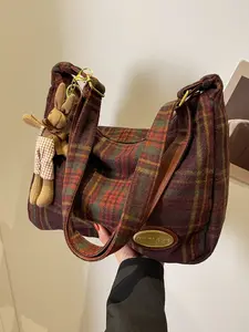 Women's Plaid Block Large Capacity Shoulder Bag, Versatile Crossbody & Tote Design, Ideal for Everyday Use, Stylish Accessory, Convertible Shoulder Bags