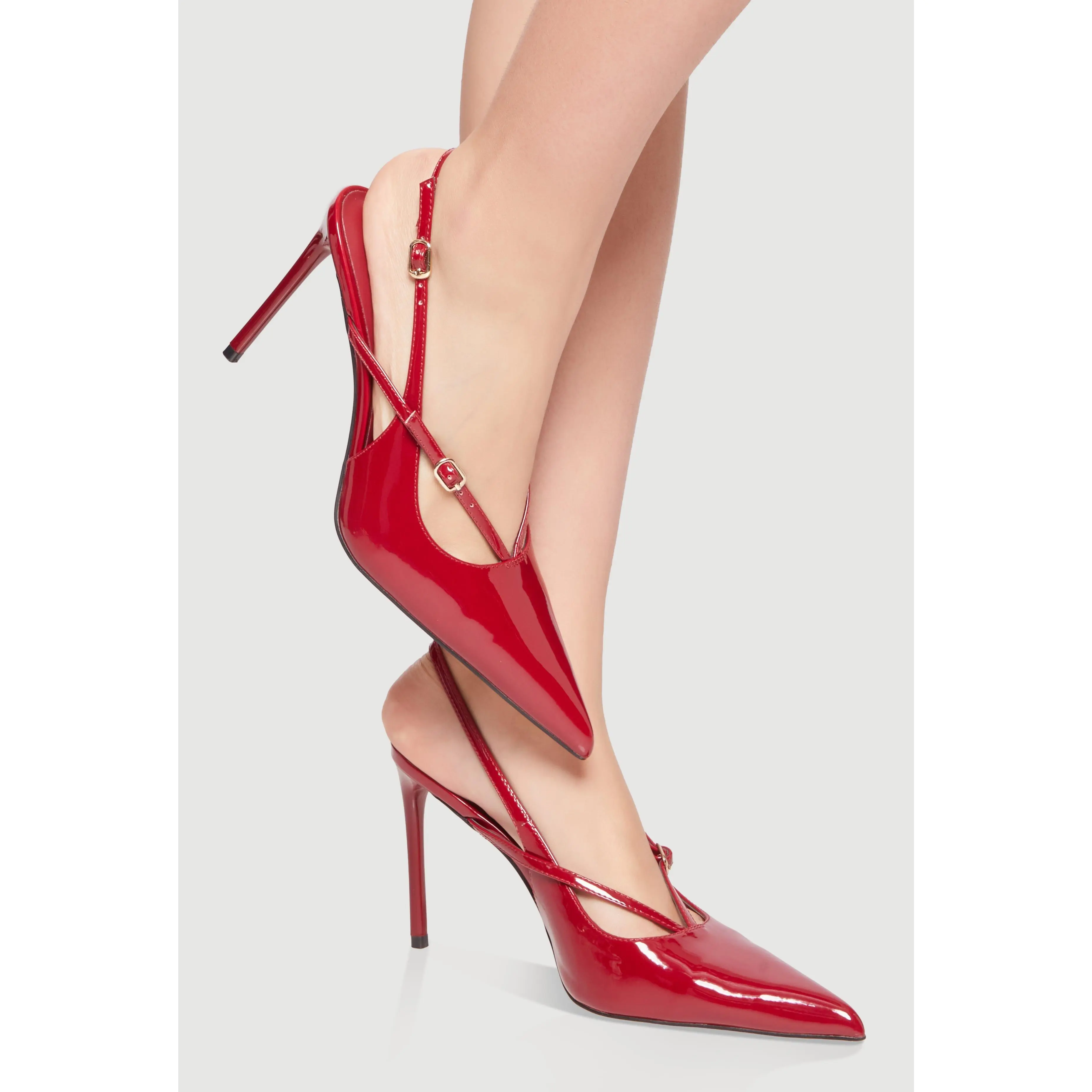 Double Buckle Strappy Slingback Pumps