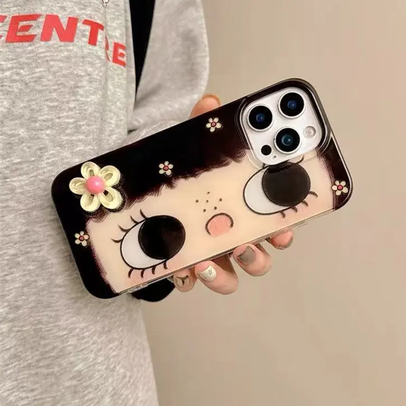 IPhone 17/18/16 Pro Max PC Protective Case | Flower Eyes Girl | 3D Flower Accessories | Best Friend Gift | For iPhone 11 12 13 14 15 16 17 18 Pro Max