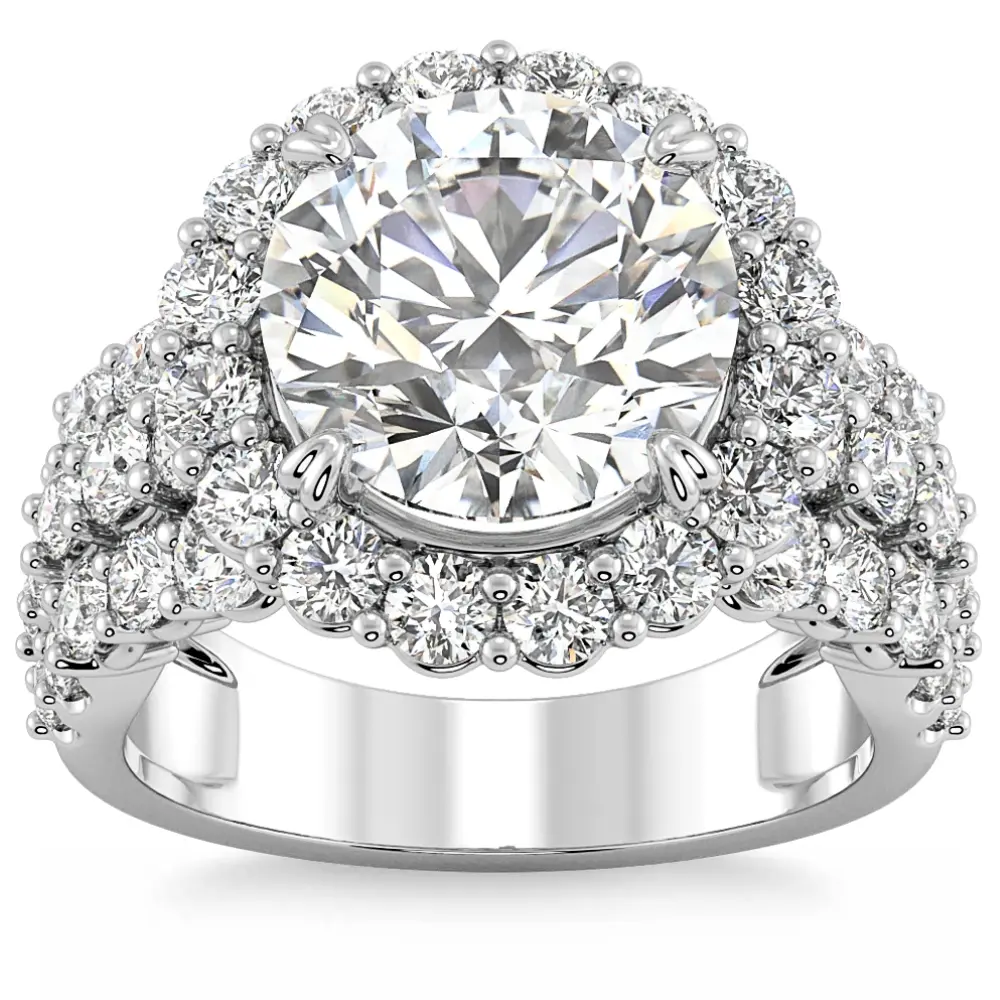 Certified 5Ct Diamond Multi Row Engagement Ring 14k Gold Lab Grown