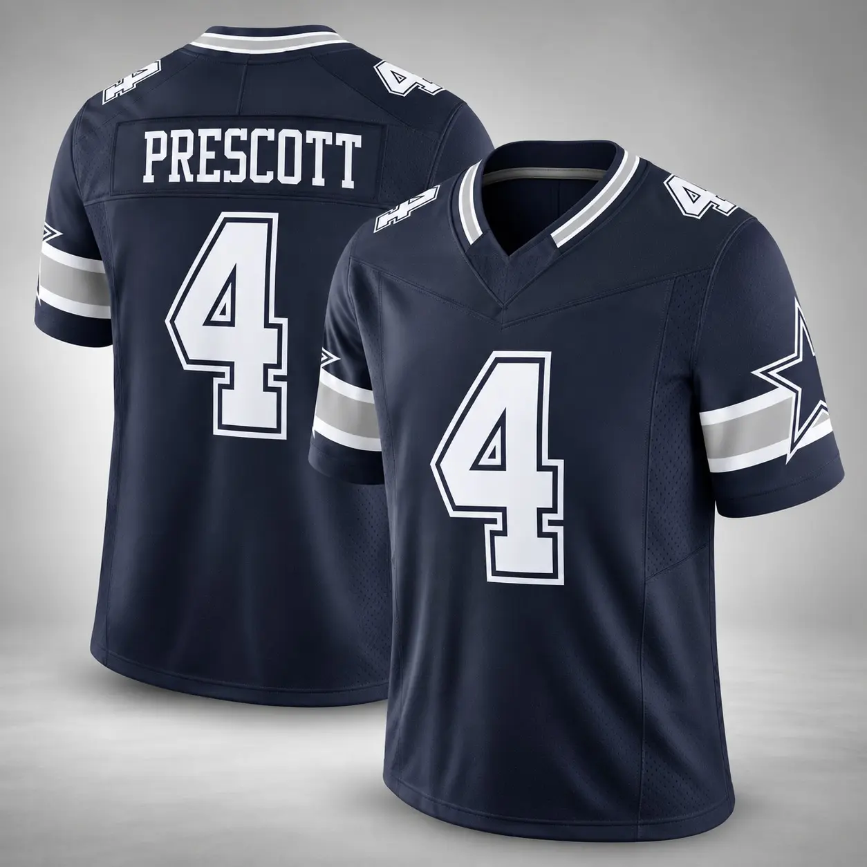Men's Prescott #4 Football Jersey, Unisex Navy Player Jersey, #4 Name & Number Shirt, Short Sleeve Game Day Sportswear, Football Fan Apparel, Sports Gift