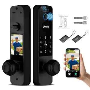 UMIK Video Smart Door Lock with Camera, 3D Face Recognition & Fingerprint Electronic Door Lock WiFi Keyless Entry Deadbolt, Doorbell, Keypad, Tuya App Control for Home,Front door,Apartment,
