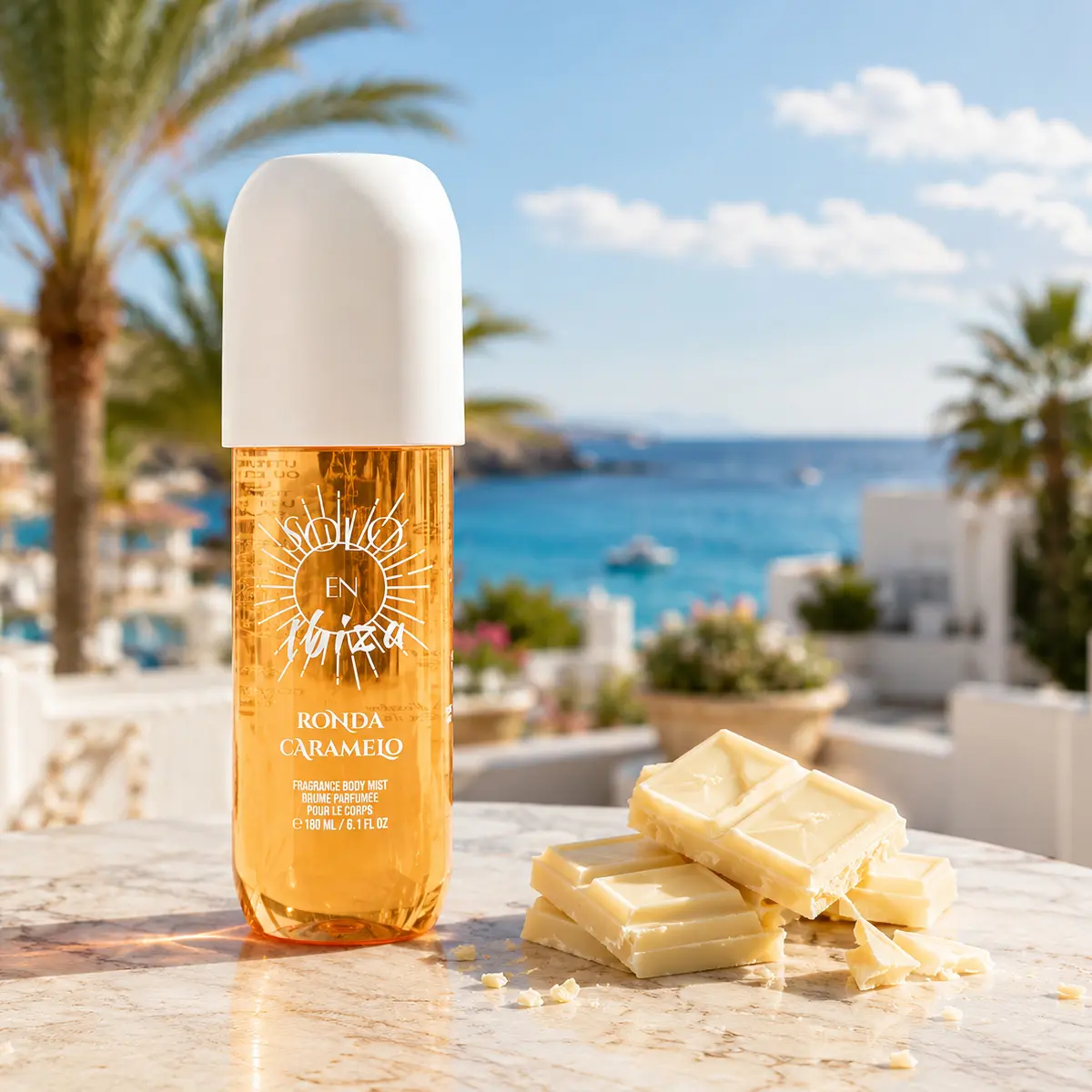 SOLO EN IBIZA Ronda Caramelo Hair & Body Mist for Adults, Intense Long-Lasting Gourmand Caramel Perfumes with Caramelized Vanilla & Sea Salt, Skin-Friendly Cruelty-Free, 6 fl oz